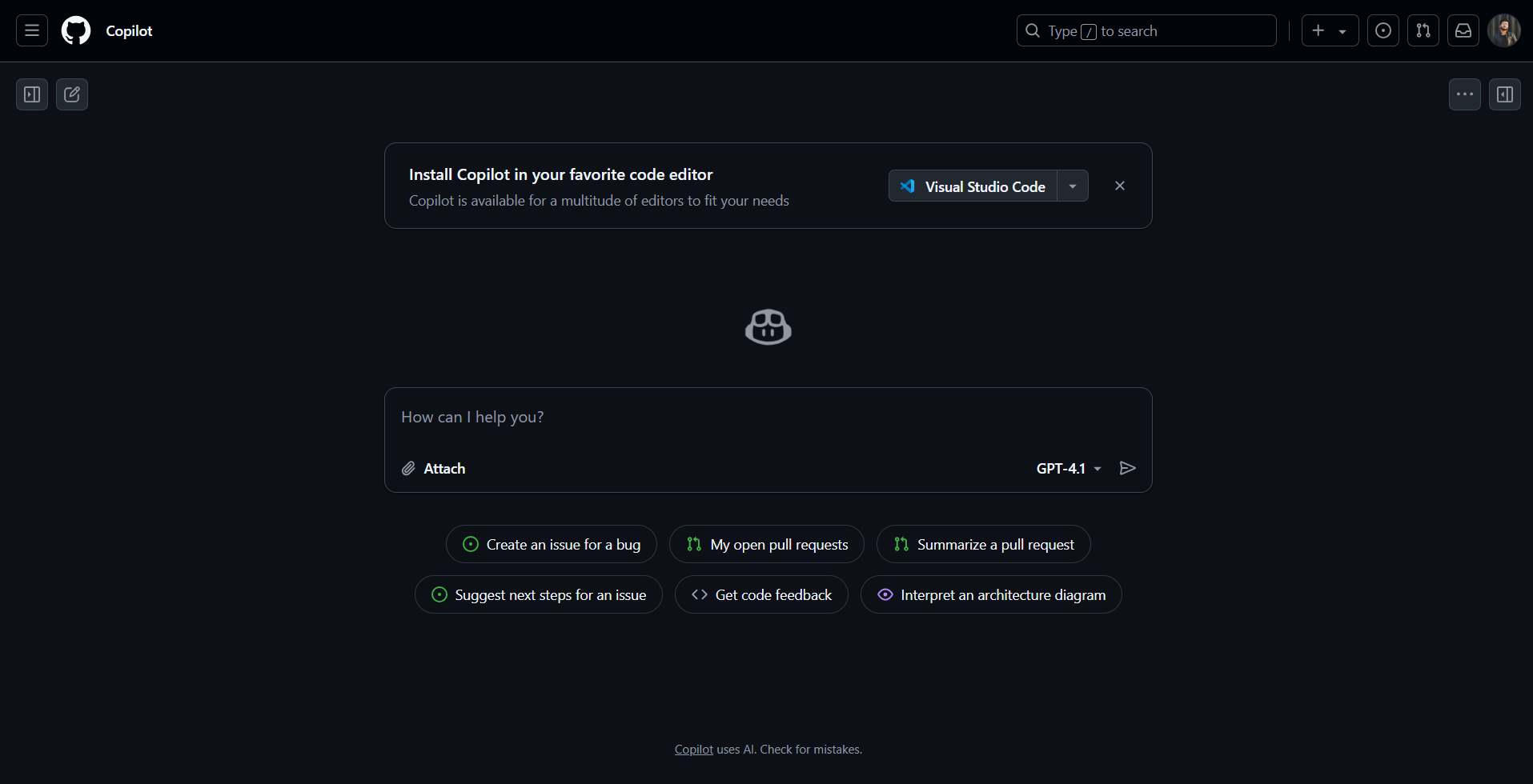 Github Copilot screenshot