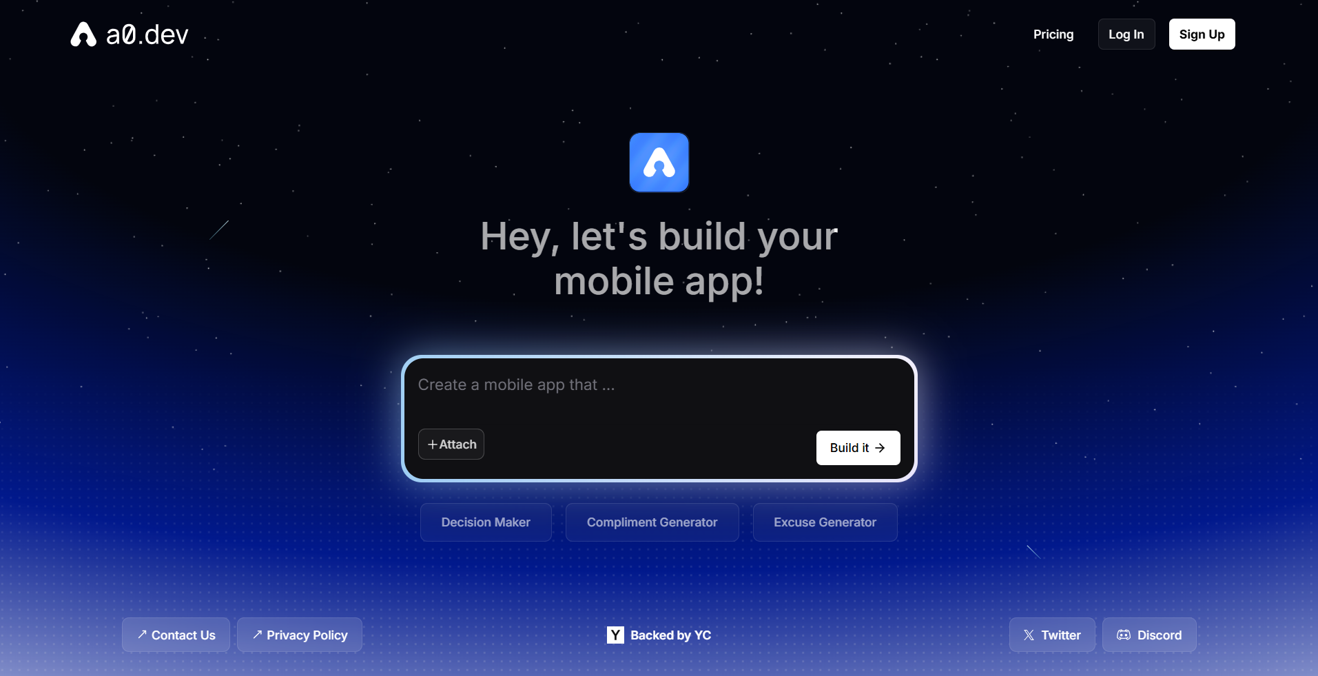 a0.dev screenshot
